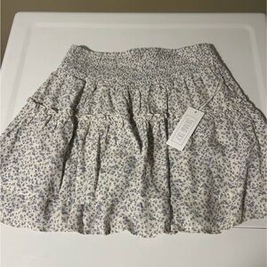 Sienna Sky Cream Mini Skirt with Blue Floral Print